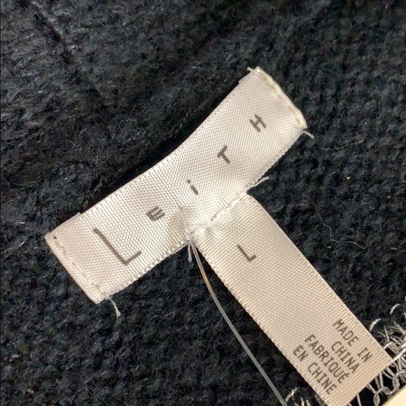 LEITH Black Silver Open Long Knitted Cardigan L - Picture 5 of 6